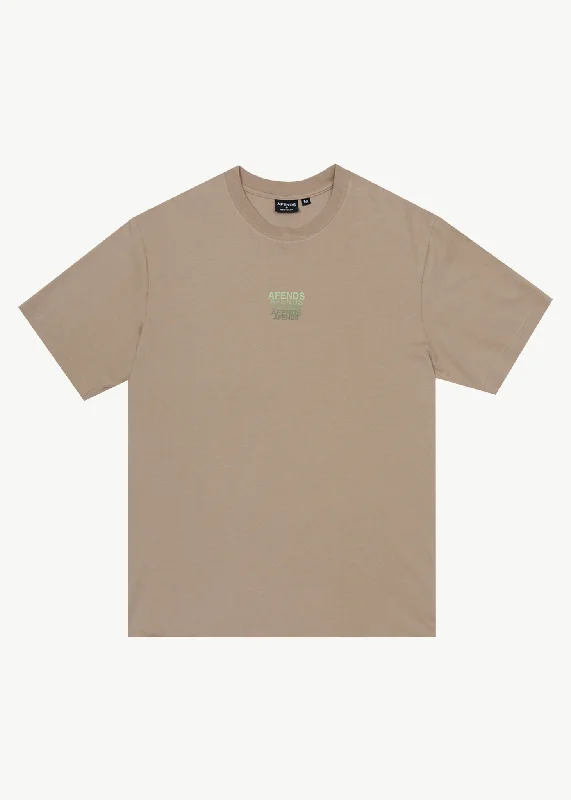 Men's organic cotton crew - neck t - shirts for everyday comfortAFENDS Mens Repeat - Retro Fit Tee - Taupe Men's organic cotton crew - neck t - shirts for everyday comfortAFENDS Mens Repeat - Retro Fit Tee - Taupe
