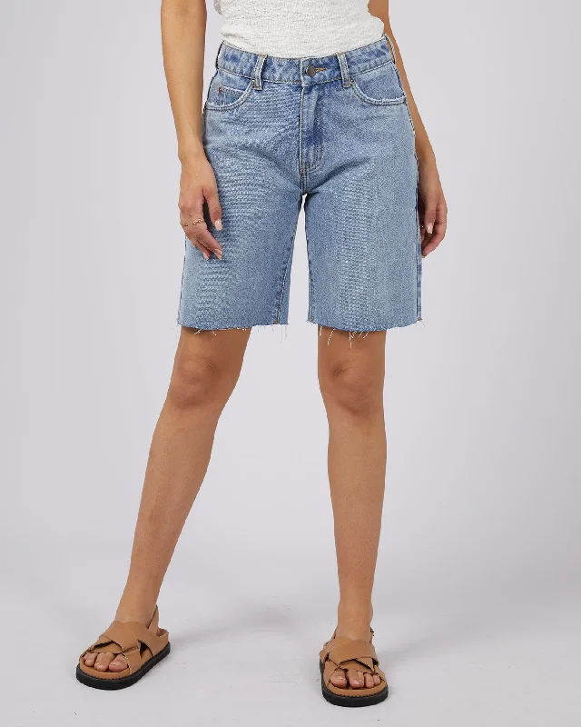 Men's checkered pattern wool shorts for a stylish winter layering optionAll About Eve Lexie Denim Jort Light Blue Men's checkered pattern wool shorts for a stylish winter layering optionAll About Eve Lexie Denim Jort Light Blue