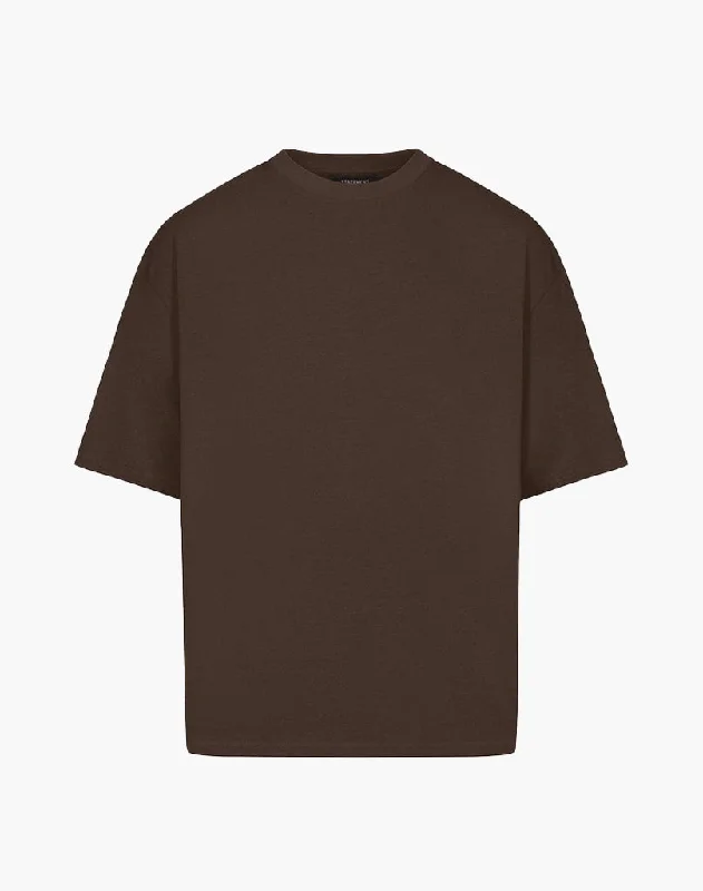 Men's short - sleeve linen t - shirts for summer beach outingsBASIC TEE (CHOCOLATE BROWN) Men's short - sleeve linen t - shirts for summer beach outingsBASIC TEE (CHOCOLATE BROWN)