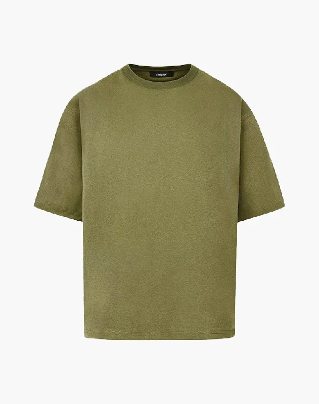 Men's distressed denim - look t - shirts with a rugged appealBASIC TEE (DARK GREEN)