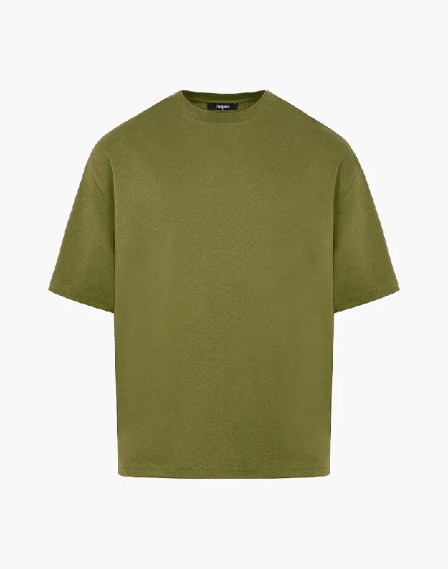 Men's thermal t - shirts with a high - neck design for cold weatherBASIC TEE (OLIVE GREEN) Men's thermal t - shirts with a high - neck design for cold weatherBASIC TEE (OLIVE GREEN)