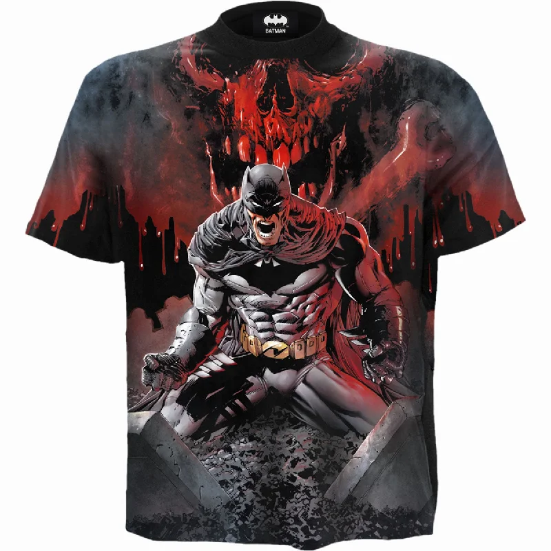 Men's distressed denim - look t - shirts with a rugged appealBATMAN - ASYLUM WRAP - Allover T-Shirt Black Men's distressed denim - look t - shirts with a rugged appealBATMAN - ASYLUM WRAP - Allover T-Shirt Black