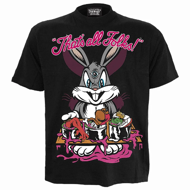 Men's polo t - shirts with a contrast collar for a preppy lookBUGS - EVIL BUNNY - Front Print T-Shirt Black Men's polo t - shirts with a contrast collar for a preppy lookBUGS - EVIL BUNNY - Front Print T-Shirt Black