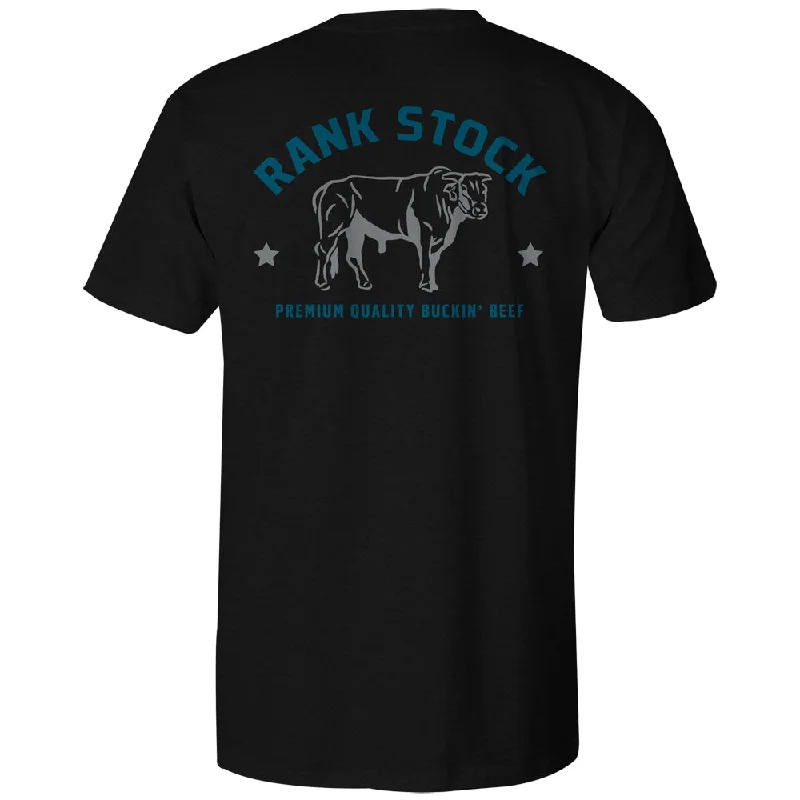 Men's long - sleeve henley t - shirts with button - down plackets"Charbray" Black w/Grey/Blue Rank Stock Logo T-shirt Men's long - sleeve henley t - shirts with button - down plackets"Charbray" Black w/Grey/Blue Rank Stock Logo T-shirt