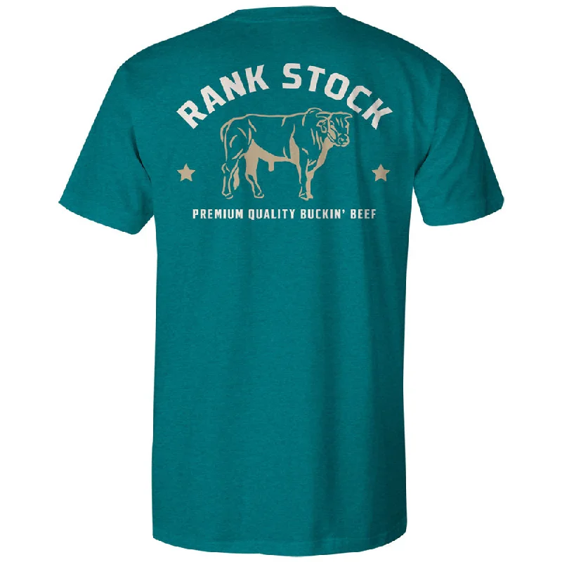 Men's smart - casual checkered t - shirts for semi - formal occasions"Charbray" Teal Heathered Rank Stock Logo T-shirt Men's smart - casual checkered t - shirts for semi - formal occasions"Charbray" Teal Heathered Rank Stock Logo T-shirt