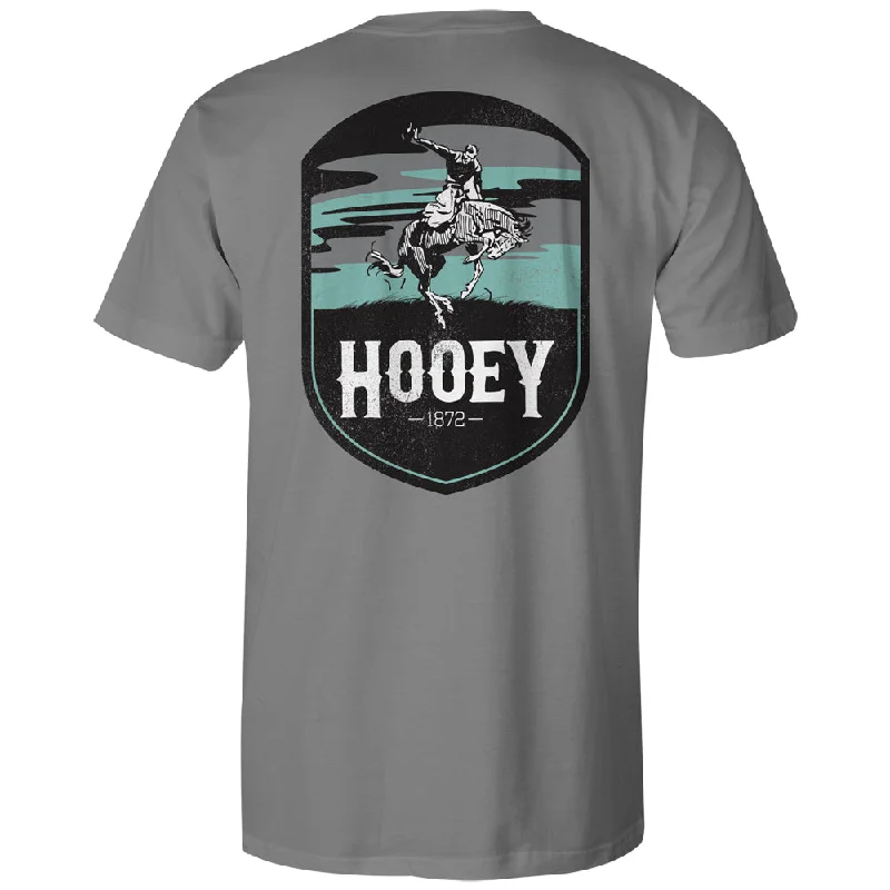 Men's mock - neck t - shirts with a modern and sleek style"Cheyenne" Grey w/Turquoise/Grey/White Logo Pocket T-shirt Men's mock - neck t - shirts with a modern and sleek style"Cheyenne" Grey w/Turquoise/Grey/White Logo Pocket T-shirt