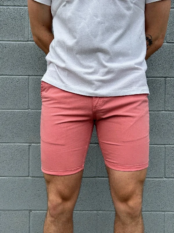Men's elastic waistband lounge shorts for lazy weekends at homeHechter - Lucas Stretch Cotton Short - Salmon