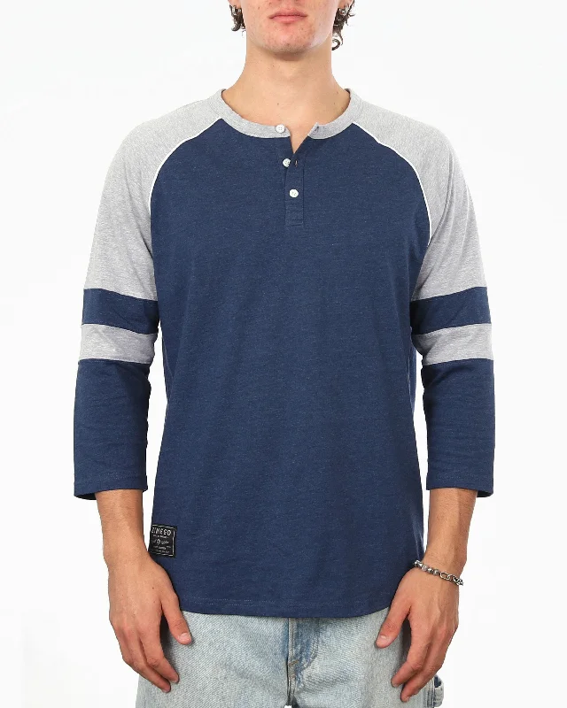 Men's mock - neck t - shirts with a modern and sleek styleColor Block 3/4 Sleeve Stretch Casual Baseball Button Henley Shirts Men's mock - neck t - shirts with a modern and sleek styleColor Block 3/4 Sleeve Stretch Casual Baseball Button Henley Shirts