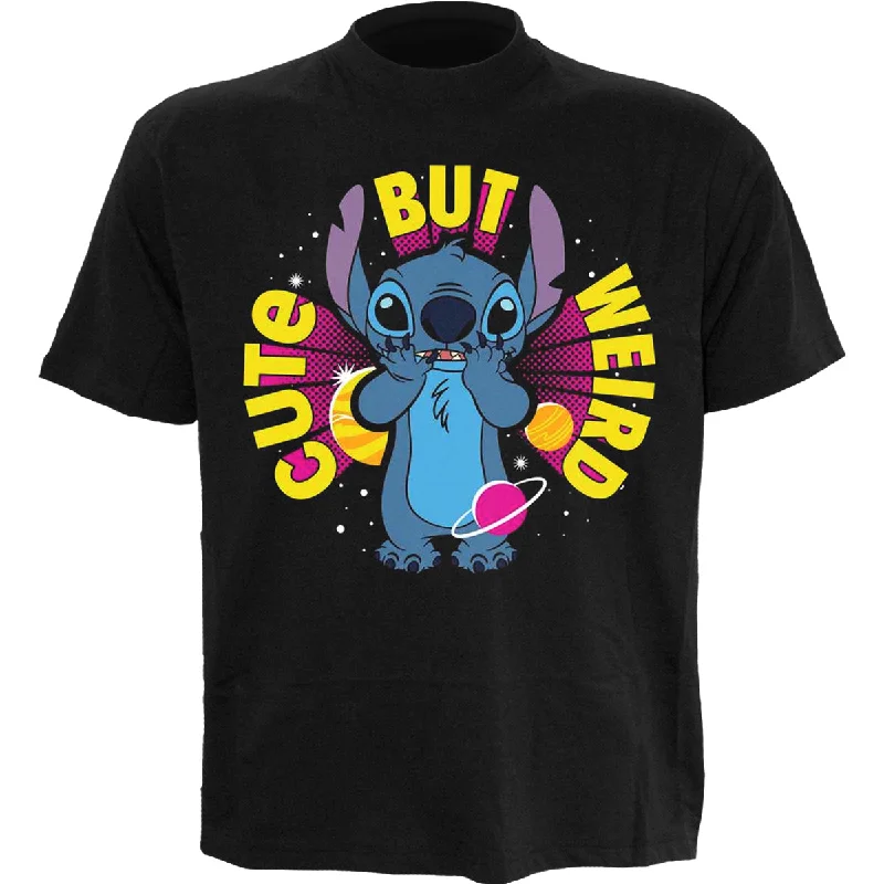 Men's long - sleeve henley t - shirts with button - down placketsDISNEY STITCH - CUTE BUT WEIRD - Front Print T-Shirt Black Men's long - sleeve henley t - shirts with button - down placketsDISNEY STITCH - CUTE BUT WEIRD - Front Print T-Shirt Black