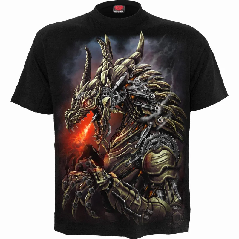 Men's tie - dye t - shirts with a bohemian styleDRAGON COGS - T-Shirt Black