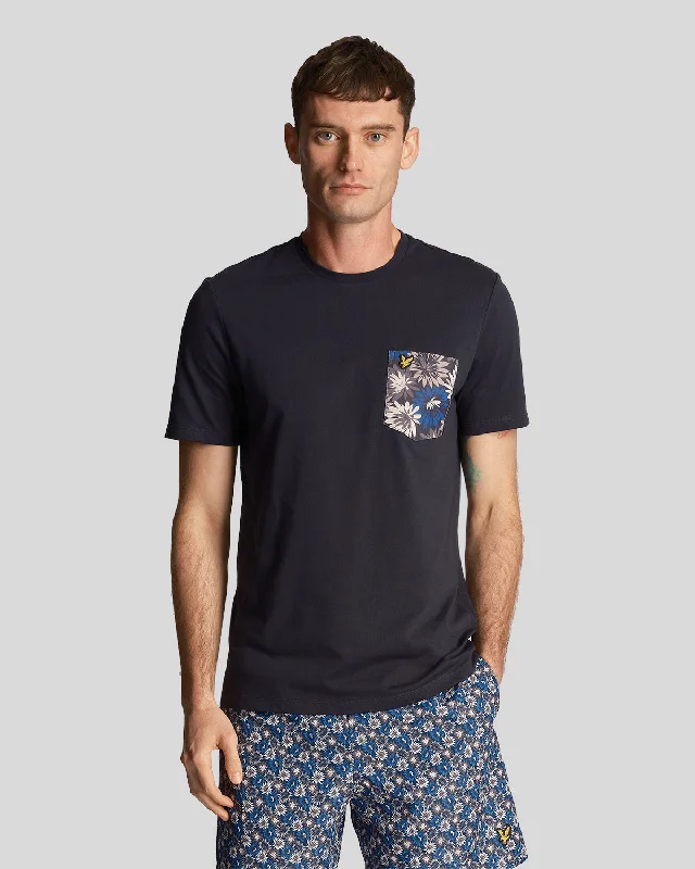Men's button - front t - shirts with a unique artistic printFloral Print Pocket T-Shirt Men's button - front t - shirts with a unique artistic printFloral Print Pocket T-Shirt