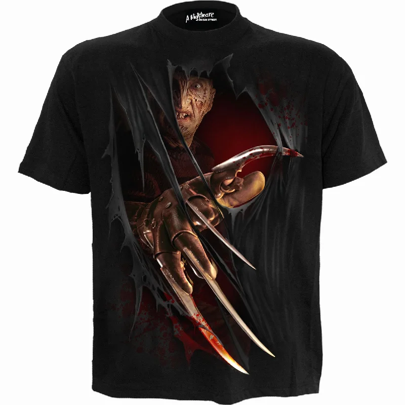 Men's moisture - wicking athletic t - shirts for intense workoutsFREDDY CLAWS - ELM STREET - T-Shirt Black Men's moisture - wicking athletic t - shirts for intense workoutsFREDDY CLAWS - ELM STREET - T-Shirt Black