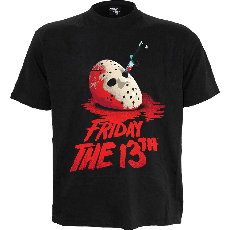 Men's thermal t - shirts with a high - neck design for cold weatherFRIDAY THE 13TH - CLASSIC MASK - Front Print T-Shirt Black Men's thermal t - shirts with a high - neck design for cold weatherFRIDAY THE 13TH - CLASSIC MASK - Front Print T-Shirt Black