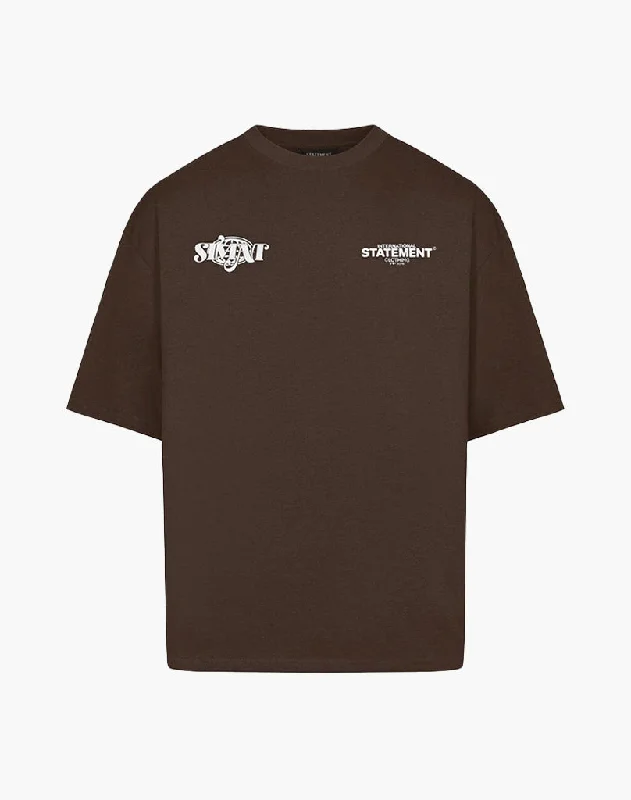 Men's printed Hawaiian t - shirts for tropical vacationsGLOBAL TEE (BROWN)