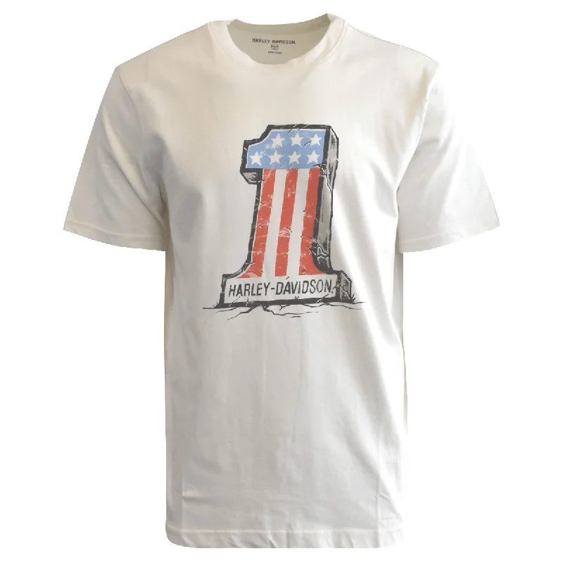 Men's distressed denim - look t - shirts with a rugged appealBranded Men's T-Shirt Ivory #1 American Flag Tee (S87) Men's distressed denim - look t - shirts with a rugged appealBranded Men's T-Shirt Ivory #1 American Flag Tee (S87)
