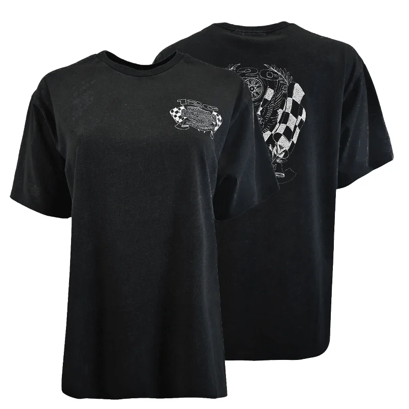 Men's ribbed t - shirts with a textured finish for added styleHD Branded Women's T-Shirt Black 120th Anniversary Racing Flag (S27) Men's ribbed t - shirts with a textured finish for added styleHD Branded Women's T-Shirt Black 120th Anniversary Racing Flag (S27)