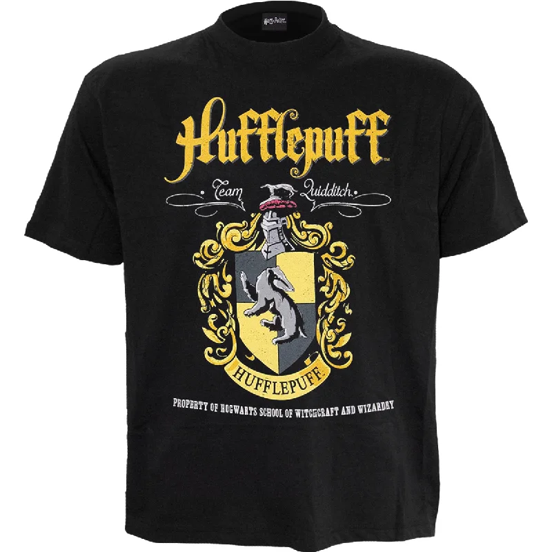Men's organic cotton crew - neck t - shirts for everyday comfortHARRY POTTER - HUFFLEPUFF CREST - Front Print T-Shirt Black Men's organic cotton crew - neck t - shirts for everyday comfortHARRY POTTER - HUFFLEPUFF CREST - Front Print T-Shirt Black