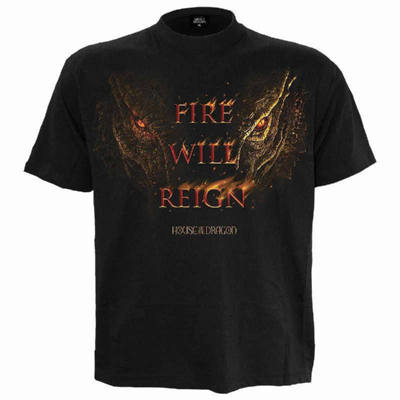 Men's short - sleeve linen t - shirts for summer beach outingsHOD 2 - FIRE WILL REIGN - Front Print T-Shirt Black Men's short - sleeve linen t - shirts for summer beach outingsHOD 2 - FIRE WILL REIGN - Front Print T-Shirt Black