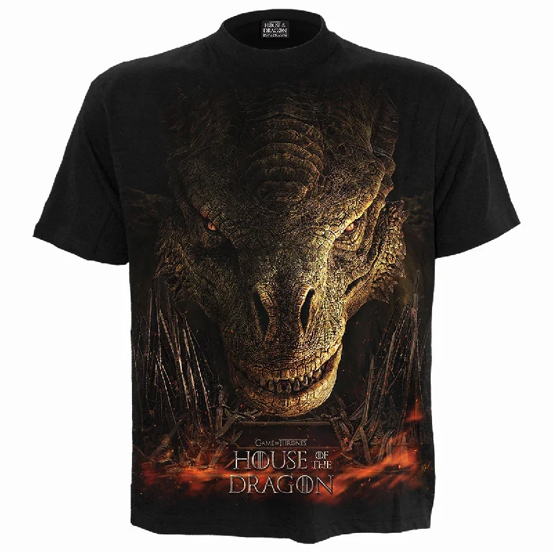 Men's mock - neck t - shirts with a modern and sleek styleHOD - DRAGON THRONE - Front Print T-Shirt Black Men's mock - neck t - shirts with a modern and sleek styleHOD - DRAGON THRONE - Front Print T-Shirt Black