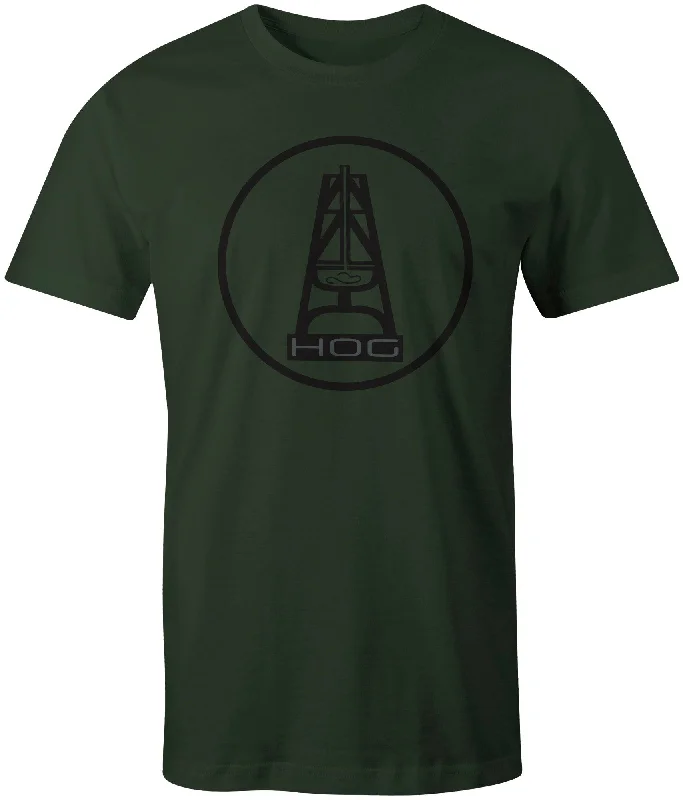 Men's mock - neck t - shirts with a modern and sleek style"HOG" Olive w/Black Oil Gear Logo T-shirt Men's mock - neck t - shirts with a modern and sleek style"HOG" Olive w/Black Oil Gear Logo T-shirt
