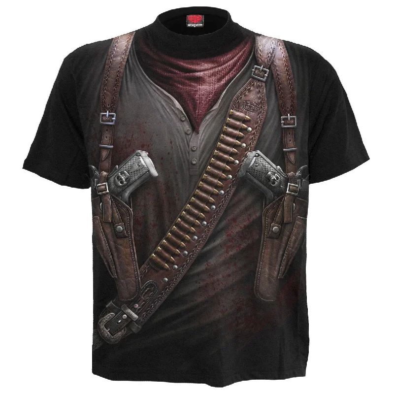 Men's button - front t - shirts with a unique artistic printHOLSTER WRAP - Allover T-Shirt Black Men's button - front t - shirts with a unique artistic printHOLSTER WRAP - Allover T-Shirt Black