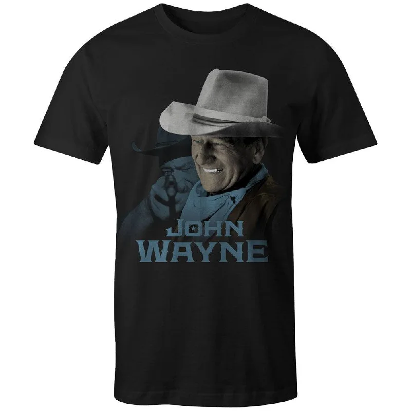 Men's printed Hawaiian t - shirts for tropical vacations"John Wayne" Black T-shirt