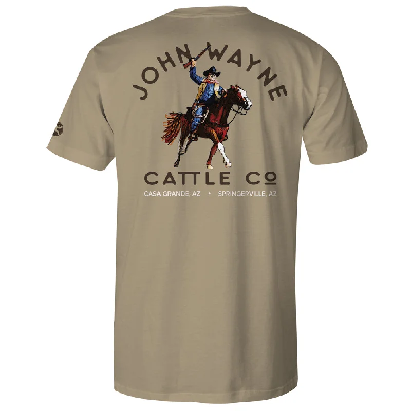 Men's mock - neck t - shirts with a modern and sleek style"John Wayne" Tan T-shirt