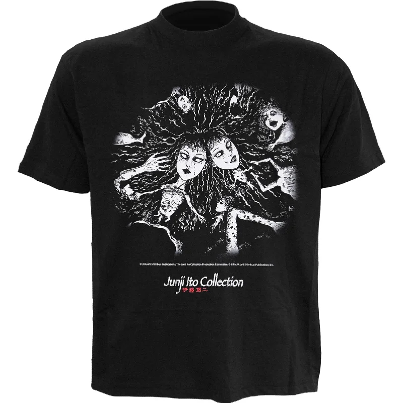 Men's plus - size pocket t - shirts with a classic lookJUNJI-ITO - CRAWLING - Front Print T-Shirt Black Men's plus - size pocket t - shirts with a classic lookJUNJI-ITO - CRAWLING - Front Print T-Shirt Black