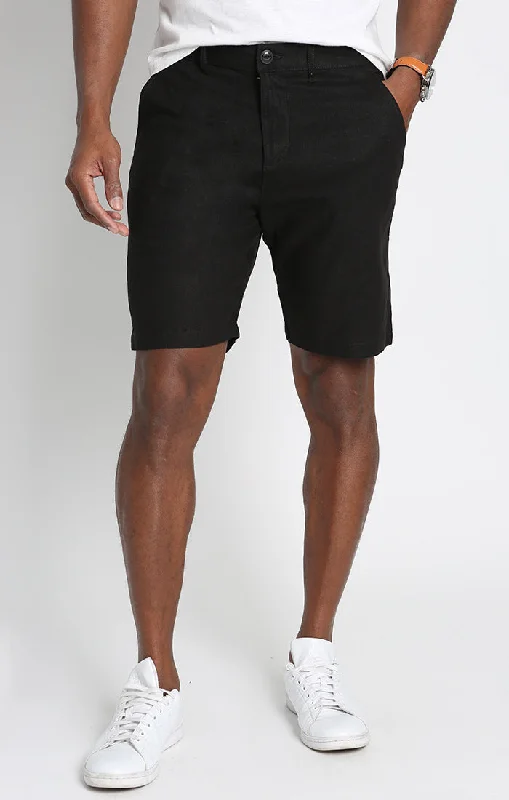 Men's neon - colored athletic shorts for high - visibility workoutsBlack Linen Blend Short Men's neon - colored athletic shorts for high - visibility workoutsBlack Linen Blend Short