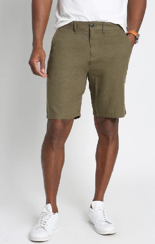 Men's wide - leg linen blend shorts for a relaxed beachside vibeGreen Linen Blend Short Men's wide - leg linen blend shorts for a relaxed beachside vibeGreen Linen Blend Short