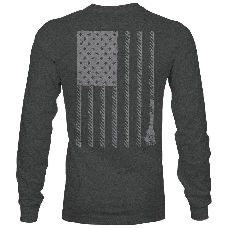 Men's distressed denim - look t - shirts with a rugged appeal"Liberty Roper" Charcoal Long Sleeve T-Shirt Men's distressed denim - look t - shirts with a rugged appeal"Liberty Roper" Charcoal Long Sleeve T-Shirt
