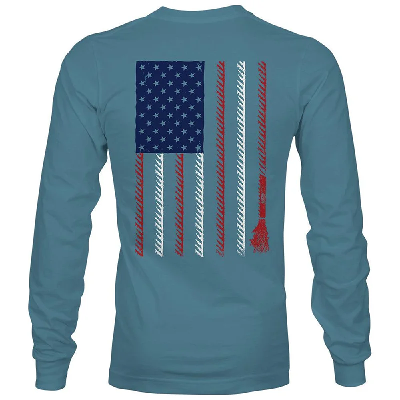Men's eco - friendly recycled t - shirts for sustainable fashion choices"Liberty Roper" Denim Long Sleeve T-Shirt Men's eco - friendly recycled t - shirts for sustainable fashion choices"Liberty Roper" Denim Long Sleeve T-Shirt