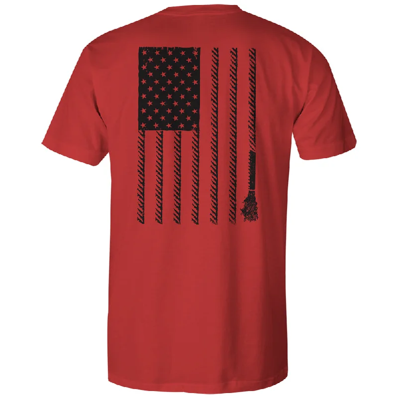 Men's printed Hawaiian t - shirts for tropical vacations"Liberty Roper" Red w/Flag Pocket T-shirt Men's printed Hawaiian t - shirts for tropical vacations"Liberty Roper" Red w/Flag Pocket T-shirt
