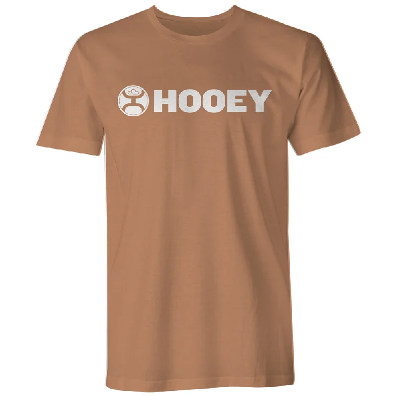 Men's short - sleeve linen t - shirts for summer beach outings"Lock-Up" Sienna w/White Logo T-shirt Men's short - sleeve linen t - shirts for summer beach outings"Lock-Up" Sienna w/White Logo T-shirt