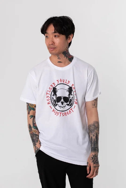 Men's button - front t - shirts with a unique artistic printNocturnal - White Short Sleeve T-Shirt Men's button - front t - shirts with a unique artistic printNocturnal - White Short Sleeve T-Shirt