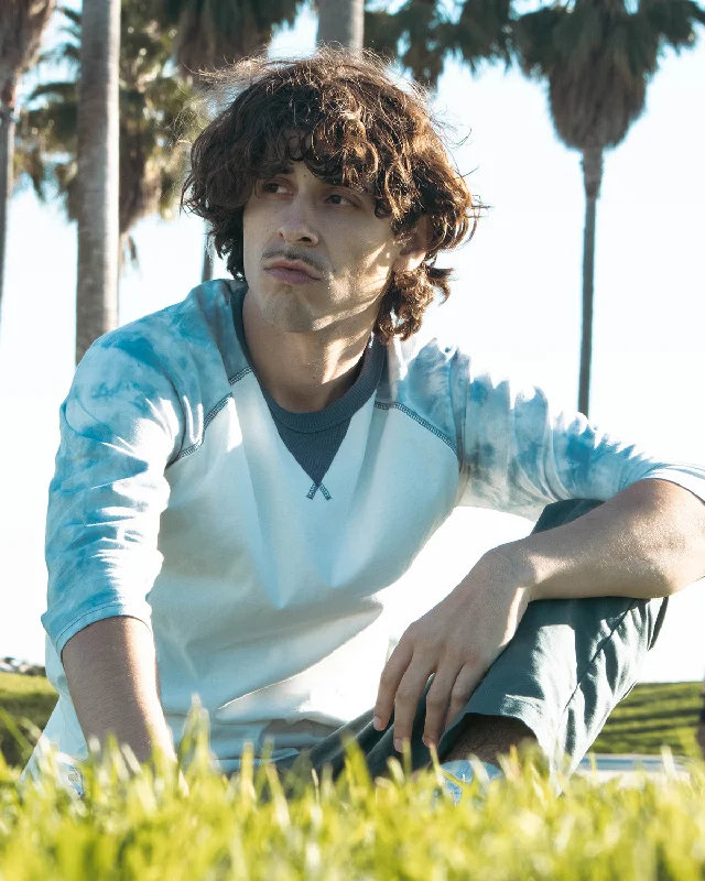 Men's long - sleeve henley t - shirts with button - down placketsMens 3/4 Tie Dye Sleeve Modern Fit Stretch Contrast Raglan Casual Crew Neck T-Shirts Men's long - sleeve henley t - shirts with button - down placketsMens 3/4 Tie Dye Sleeve Modern Fit Stretch Contrast Raglan Casual Crew Neck T-Shirts