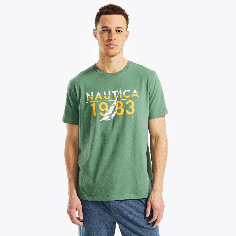 Men's thermal t - shirts with a high - neck design for cold weatherNautica Mens 1983 Logo Graphic Sleep T-Shirt Men's thermal t - shirts with a high - neck design for cold weatherNautica Mens 1983 Logo Graphic Sleep T-Shirt