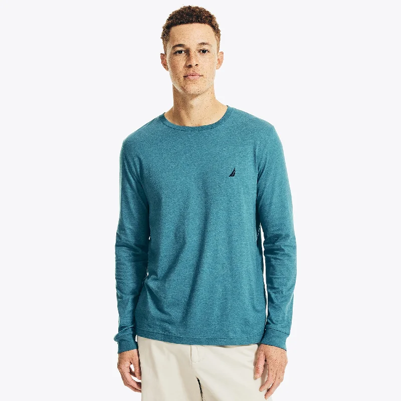 Men's plus - size pocket t - shirts with a classic lookNautica Mens Heathered Crewneck Long-Sleeve T-Shirt Men's plus - size pocket t - shirts with a classic lookNautica Mens Heathered Crewneck Long-Sleeve T-Shirt