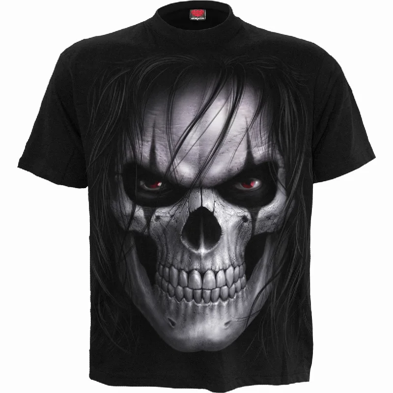 Men's button - front t - shirts with a unique artistic printNIGHT STALKER - T-Shirt Black Men's button - front t - shirts with a unique artistic printNIGHT STALKER - T-Shirt Black