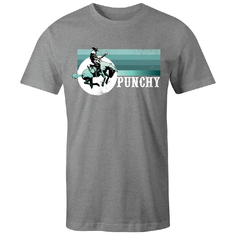Men's lightweight performance t - shirts for running marathons"Punchy" Grey Heathered w/Turquoise/White Logo T-shirt Men's lightweight performance t - shirts for running marathons"Punchy" Grey Heathered w/Turquoise/White Logo T-shirt
