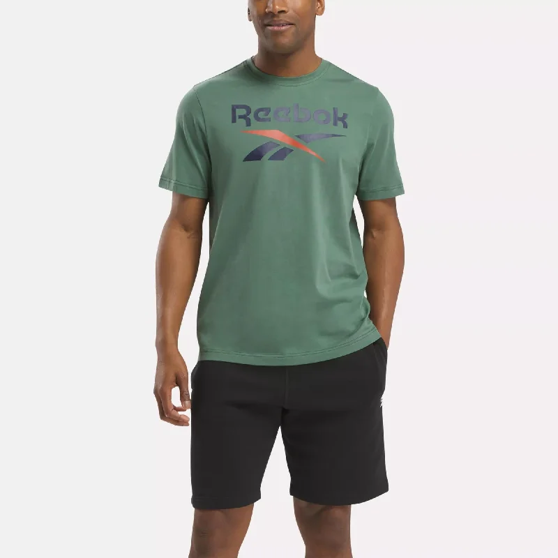Men's button - front t - shirts with a unique artistic printReebok Identity Big Stacked Logo T-Shirt Men's button - front t - shirts with a unique artistic printReebok Identity Big Stacked Logo T-Shirt