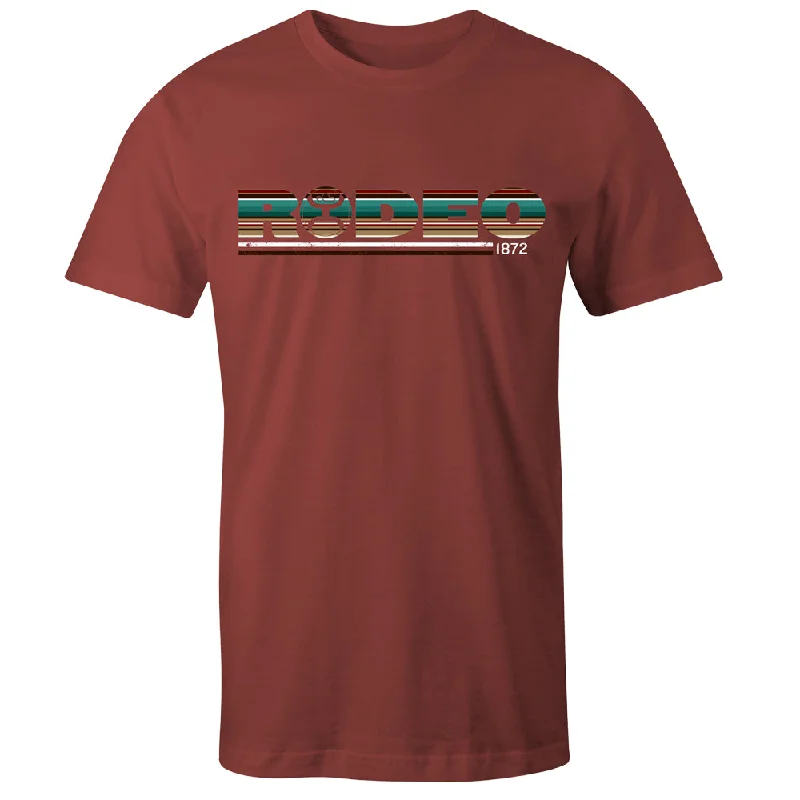Men's antimicrobial t - shirts for odor - free freshness during travel"Rodeo" Crimson w/ Serape T-shirt Men's antimicrobial t - shirts for odor - free freshness during travel"Rodeo" Crimson w/ Serape T-shirt