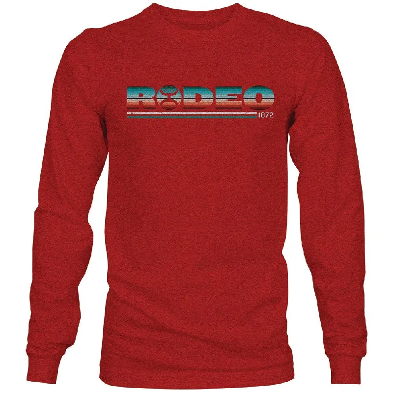 Men's eco - friendly recycled t - shirts for sustainable fashion choices"Rodeo" Red Long Sleeve Men's eco - friendly recycled t - shirts for sustainable fashion choices"Rodeo" Red Long Sleeve