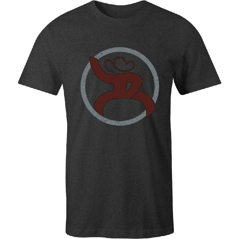 Men's short - sleeve linen t - shirts for summer beach outings"Roughy 2.0" Charcoal w/Grey & Maroon Logo Tee Men's short - sleeve linen t - shirts for summer beach outings"Roughy 2.0" Charcoal w/Grey & Maroon Logo Tee