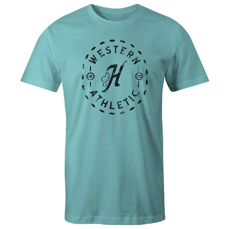 Men's tie - dye t - shirts with a bohemian style"Spur" Turquoise T-shirt w/Black Logo Men's tie - dye t - shirts with a bohemian style"Spur" Turquoise T-shirt w/Black Logo