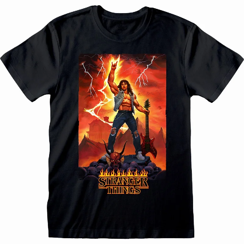 Men's plus - size pocket t - shirts with a classic lookSTRANGER THINGS 4 - EDDIE ROCKS - T-Shirt Black Men's plus - size pocket t - shirts with a classic lookSTRANGER THINGS 4 - EDDIE ROCKS - T-Shirt Black