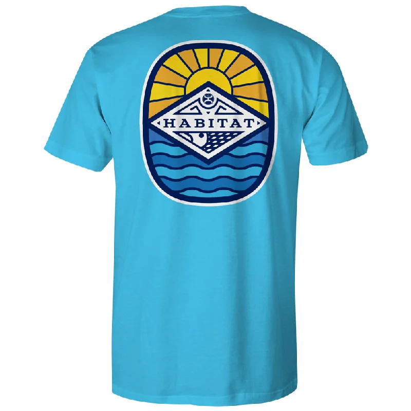 Men's organic cotton crew - neck t - shirts for everyday comfort"Sunnyside" Azure Habitat Spandex Blend Shirt Men's organic cotton crew - neck t - shirts for everyday comfort"Sunnyside" Azure Habitat Spandex Blend Shirt