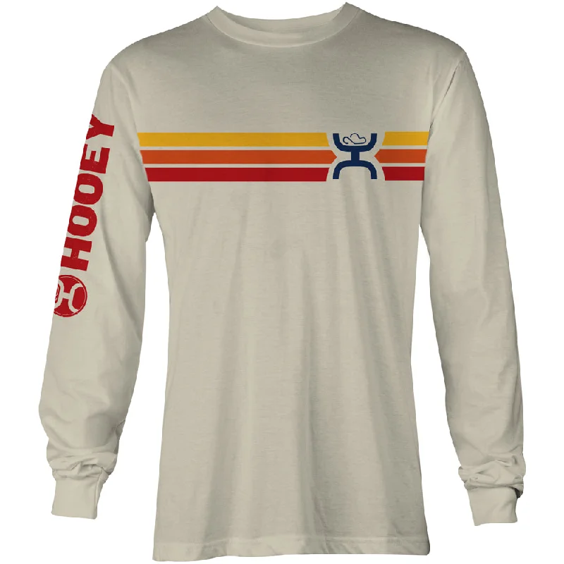 Men's tie - dye t - shirts with a bohemian style"Sunset" Cream Long Sleeve Shirt with Orange / Red Sunset Stripes Men's tie - dye t - shirts with a bohemian style"Sunset" Cream Long Sleeve Shirt with Orange / Red Sunset Stripes
