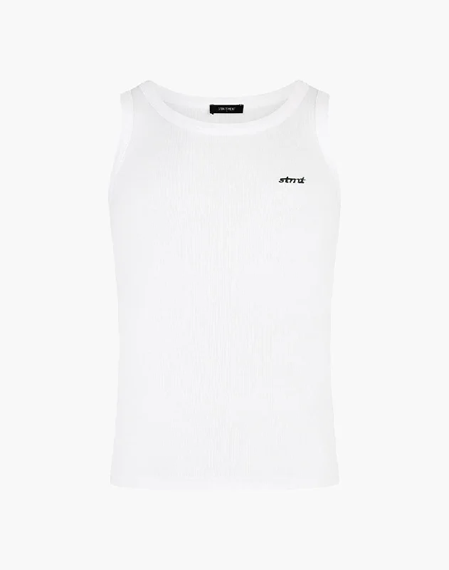 Men's slim - fit graphic t - shirts with vintage rock band printsTANKTOP (WHITE)