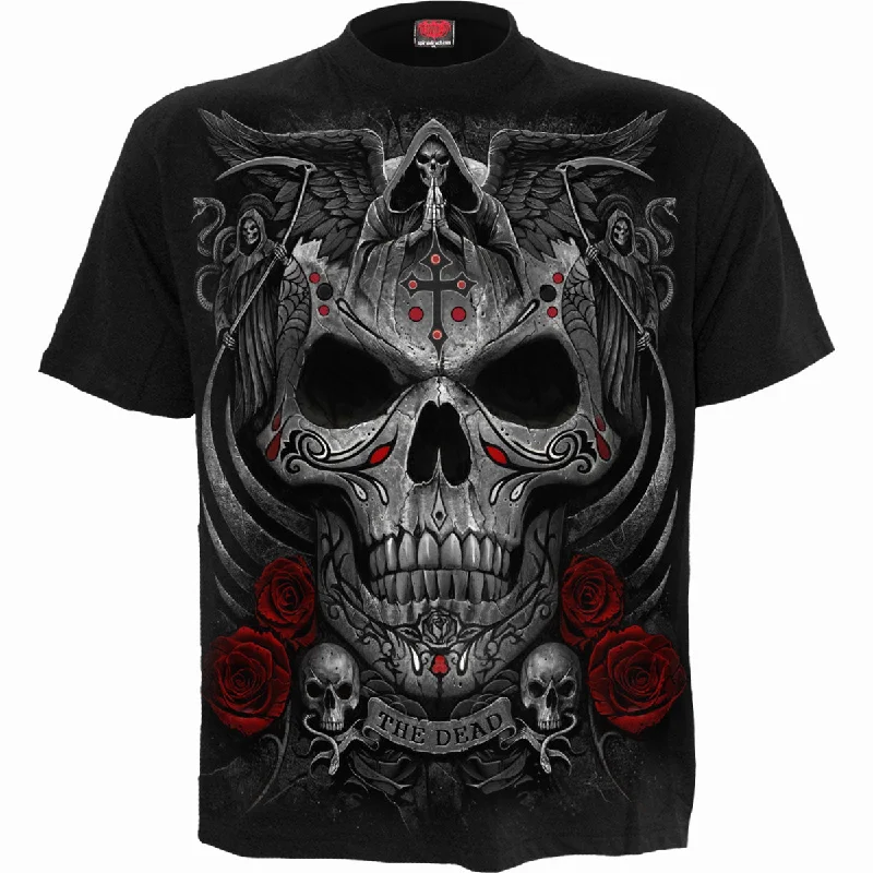Men's long - sleeve henley t - shirts with button - down placketsTHE DEAD - T-Shirt Black Men's long - sleeve henley t - shirts with button - down placketsTHE DEAD - T-Shirt Black